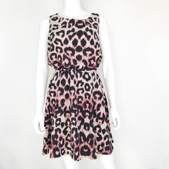 AQUA  L animal print pink dress - Picture 1 of 9
